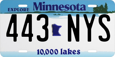 MN license plate 443NYS