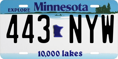MN license plate 443NYW