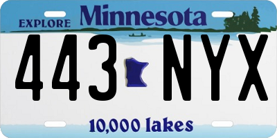 MN license plate 443NYX