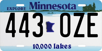 MN license plate 443OZE