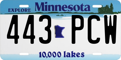 MN license plate 443PCW