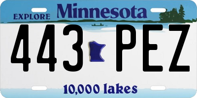 MN license plate 443PEZ