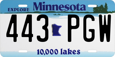 MN license plate 443PGW