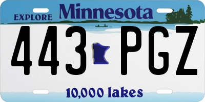 MN license plate 443PGZ