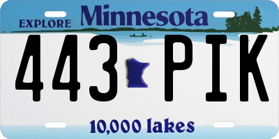 MN license plate 443PIK