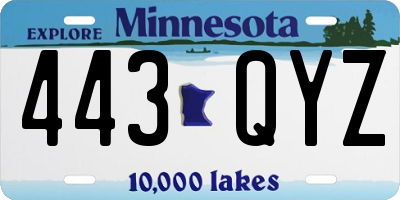 MN license plate 443QYZ