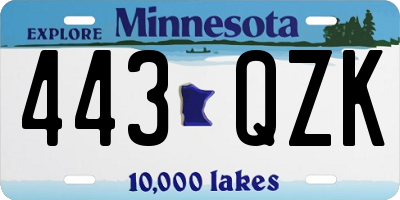 MN license plate 443QZK