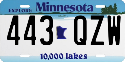MN license plate 443QZW