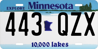 MN license plate 443QZX
