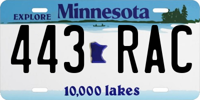MN license plate 443RAC