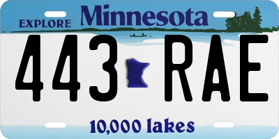 MN license plate 443RAE