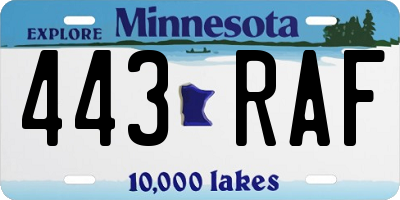 MN license plate 443RAF