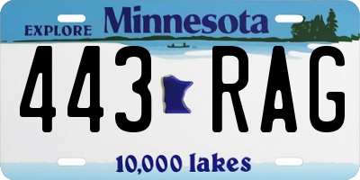MN license plate 443RAG