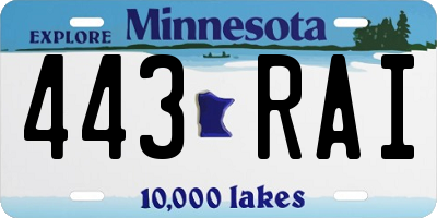 MN license plate 443RAI