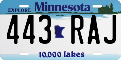 MN license plate 443RAJ