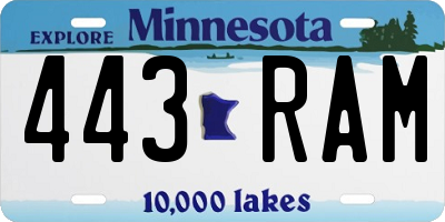 MN license plate 443RAM