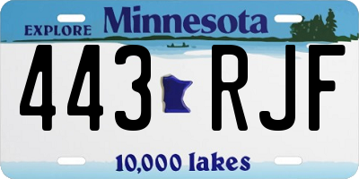 MN license plate 443RJF