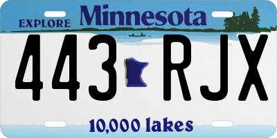 MN license plate 443RJX