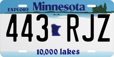 MN license plate 443RJZ