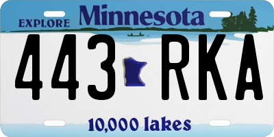 MN license plate 443RKA