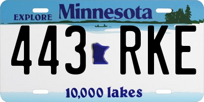 MN license plate 443RKE