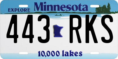 MN license plate 443RKS