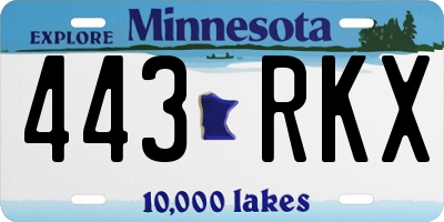 MN license plate 443RKX