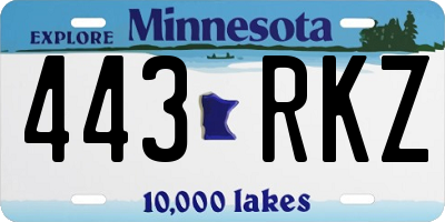 MN license plate 443RKZ