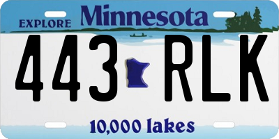 MN license plate 443RLK
