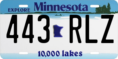 MN license plate 443RLZ