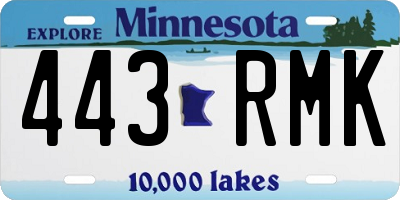 MN license plate 443RMK