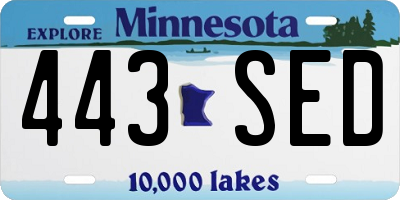 MN license plate 443SED