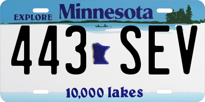 MN license plate 443SEV