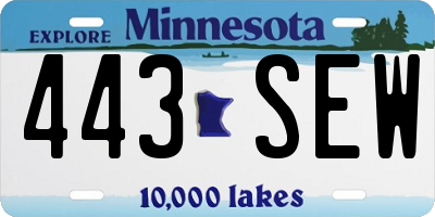 MN license plate 443SEW