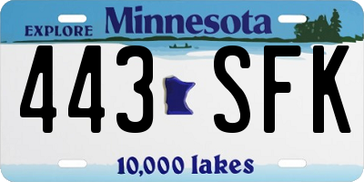 MN license plate 443SFK