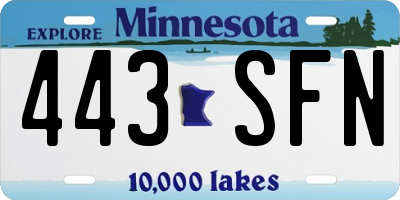 MN license plate 443SFN