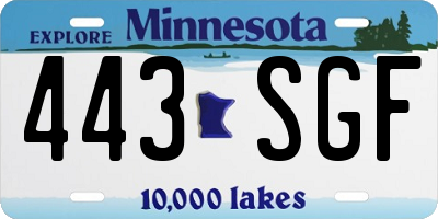 MN license plate 443SGF