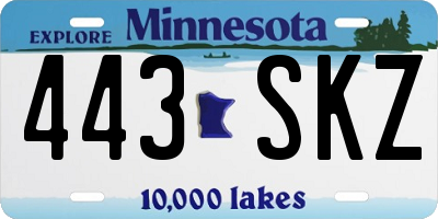 MN license plate 443SKZ