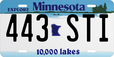 MN license plate 443STI