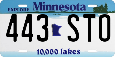 MN license plate 443STO