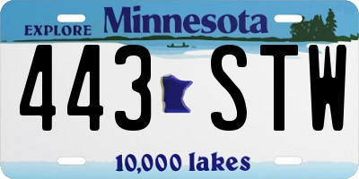 MN license plate 443STW