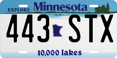 MN license plate 443STX