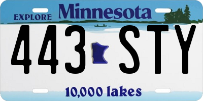 MN license plate 443STY