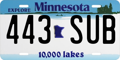 MN license plate 443SUB