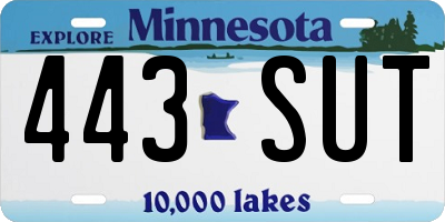MN license plate 443SUT