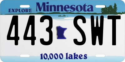 MN license plate 443SWT