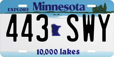 MN license plate 443SWY