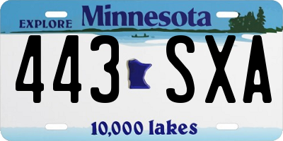 MN license plate 443SXA