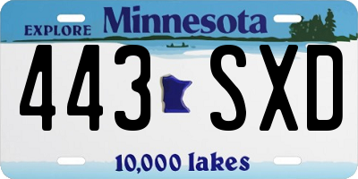 MN license plate 443SXD