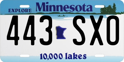 MN license plate 443SXO